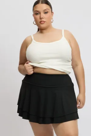 Black Flare Mini Skort Skirt Shopping Trip