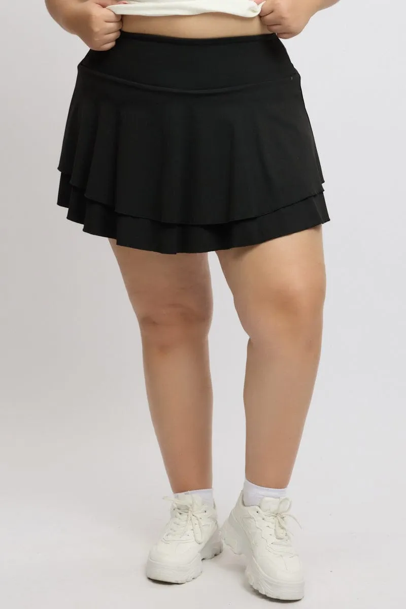 Black Flare Mini Skort Skirt Emerging Designer
