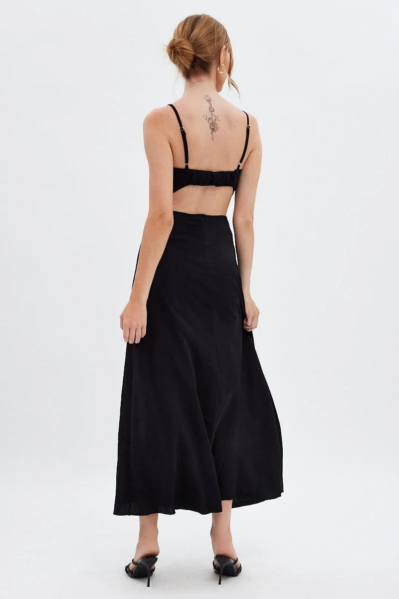 Black Midi Dress Evening Cowl Neck Versatile Silhouettes