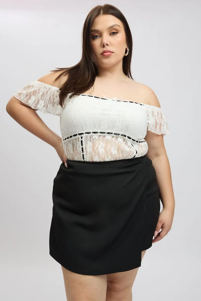 Black Wrapover Mini Skirt Skorts Winter Layering