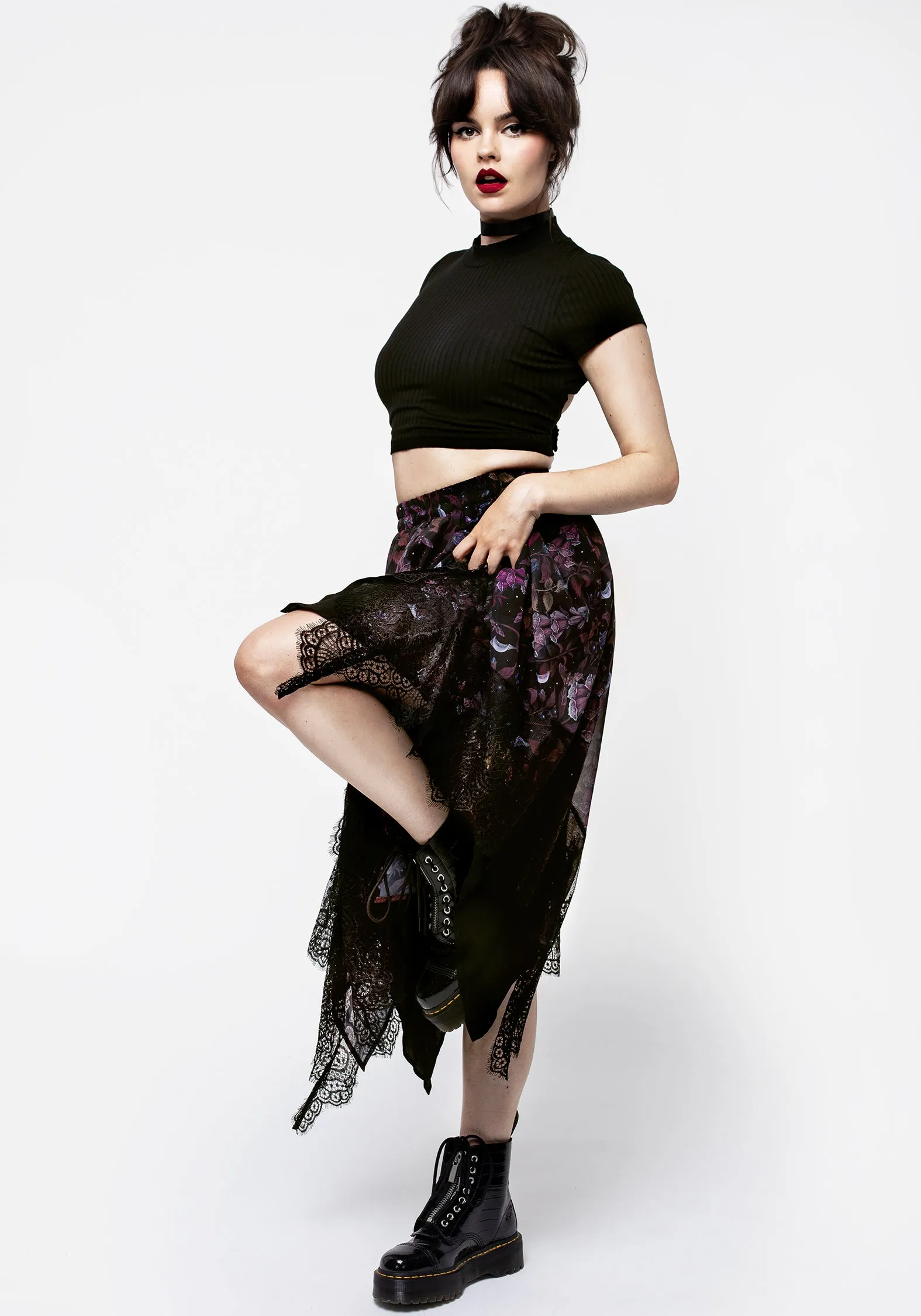 Foxglove Chiffon Handkerchief Hem Skirt Tear Resistant Material
