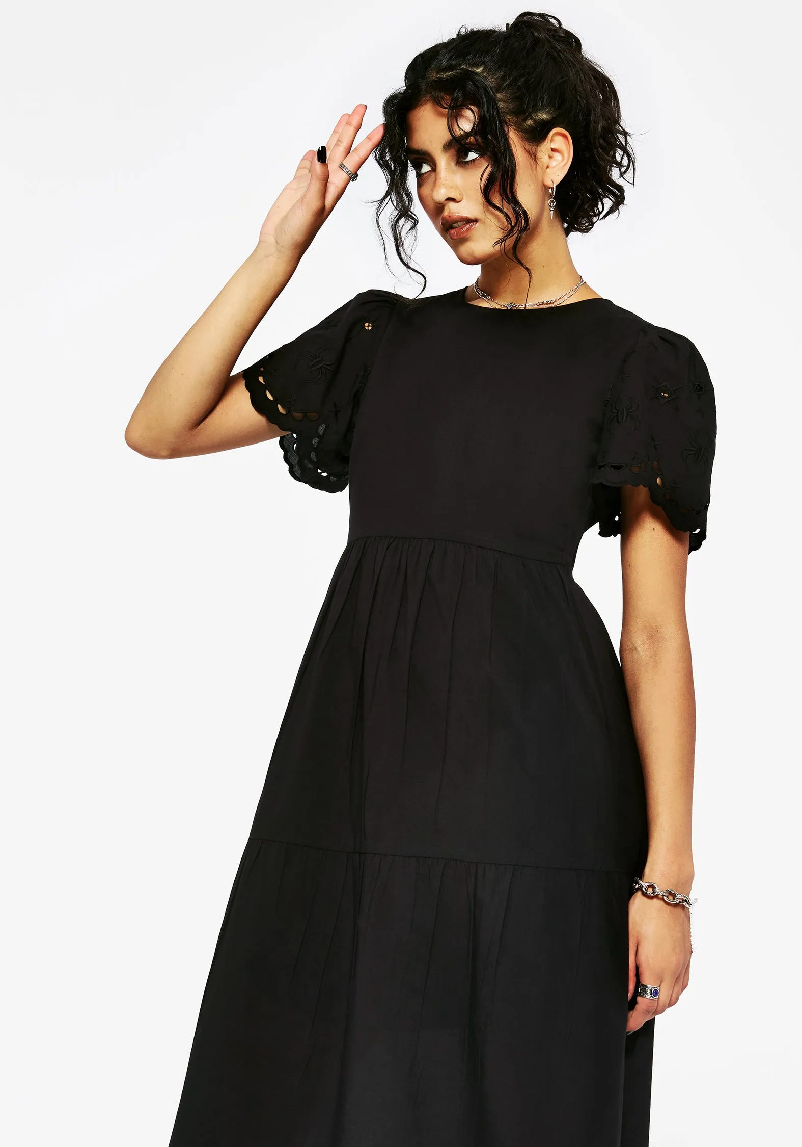 Synthweb Cotton Broderie Hem Midaxi Dress delicate embroidery Mermaid Cut