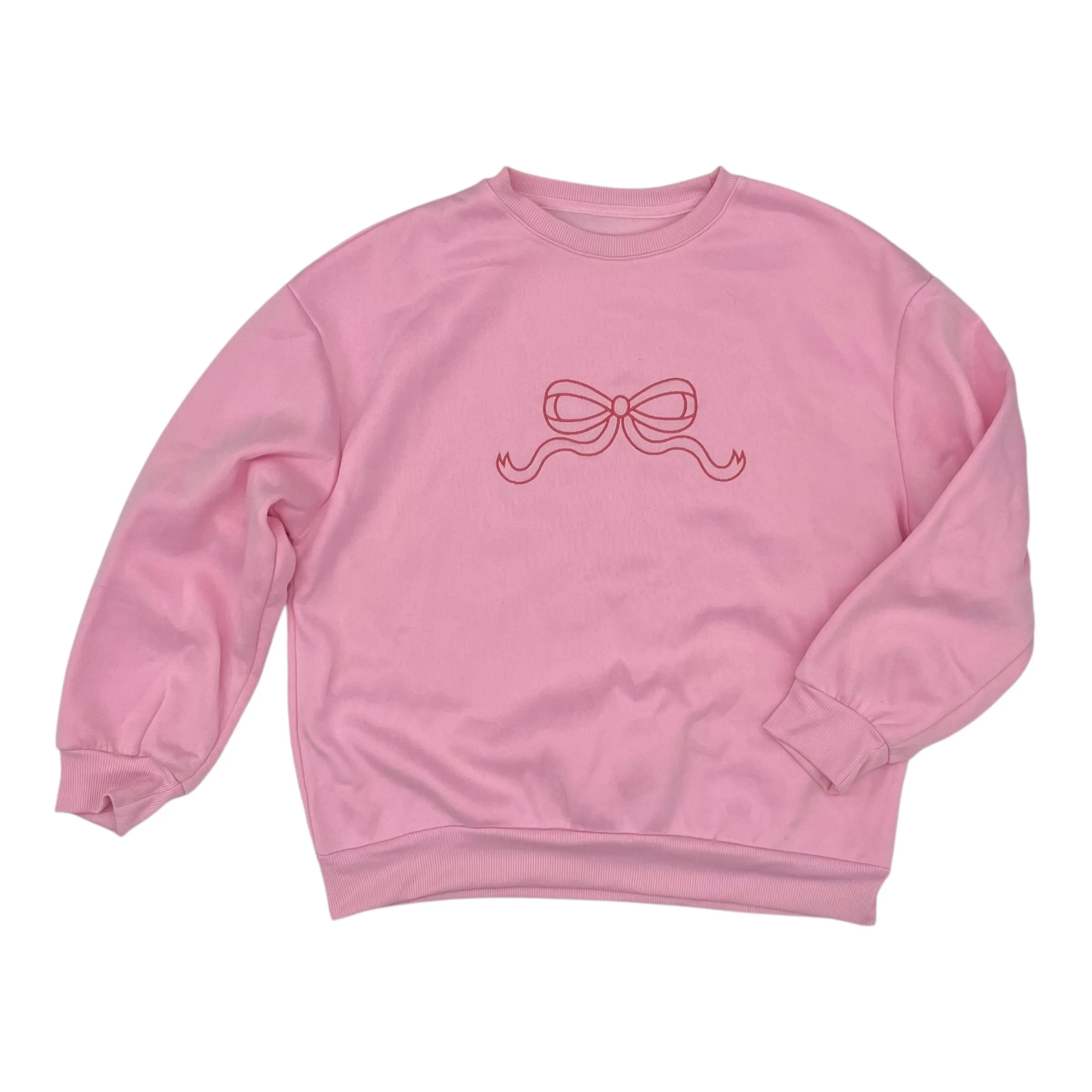 ReflectiveTrimDetails Sweatshirt Crewneck By Shein In Pink, Size:M