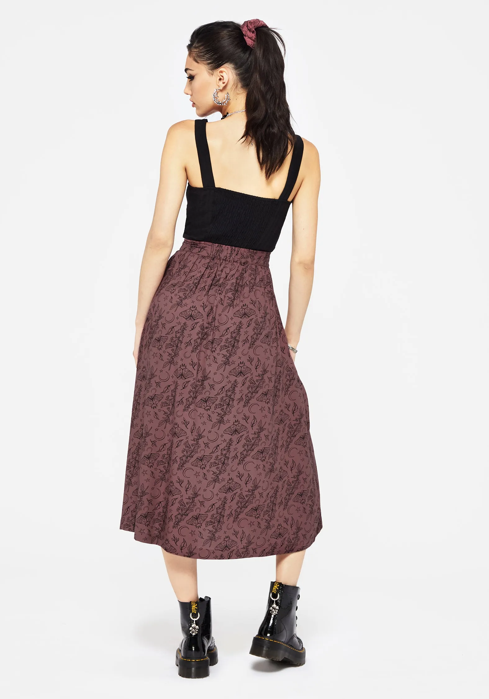 Red Carpet Look Occasion Dressing Roxana Moth Foxglove Button Down Midi Skirt