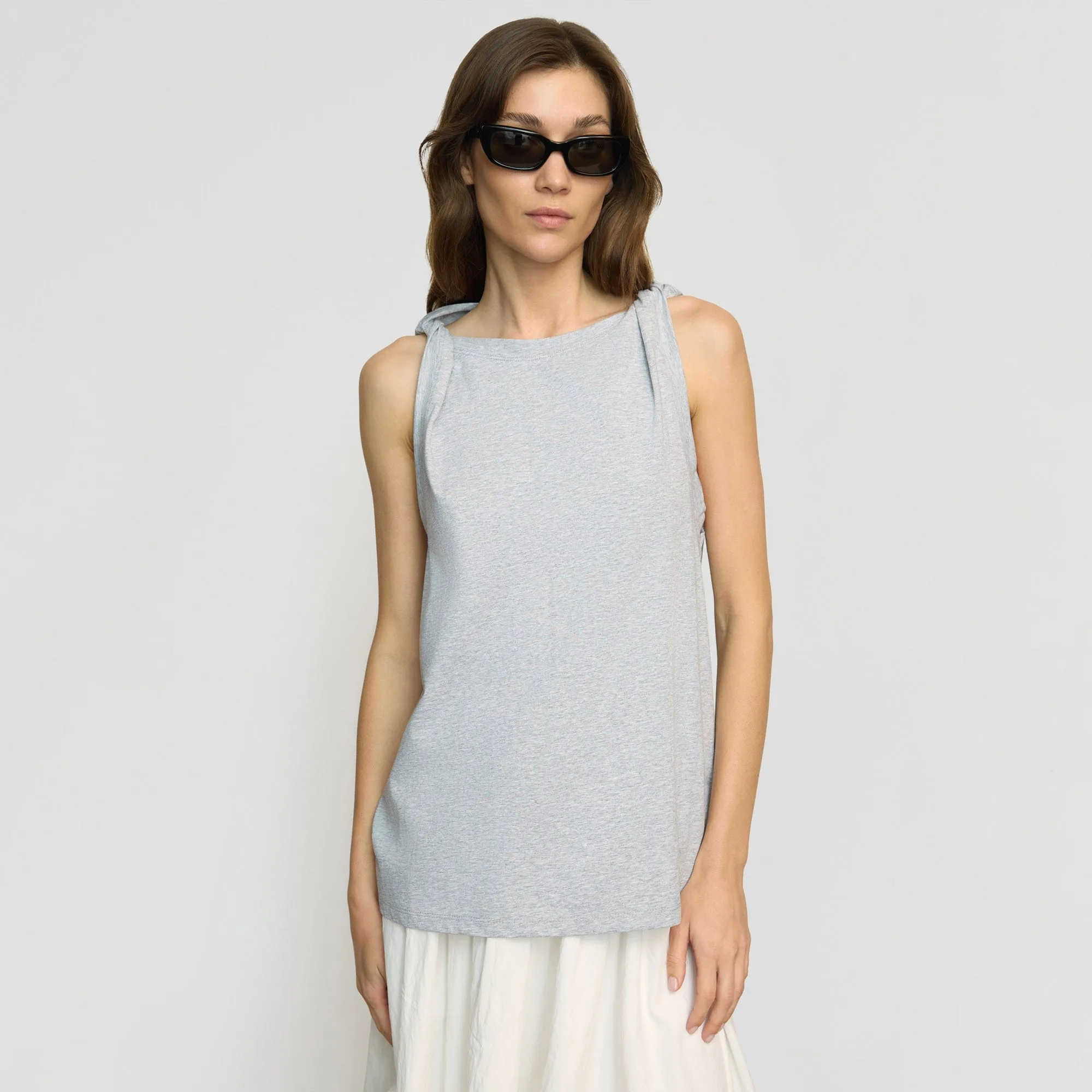 Pastel color Oversized Fit Catrina Twist-Shoulder Sleeveless Tee