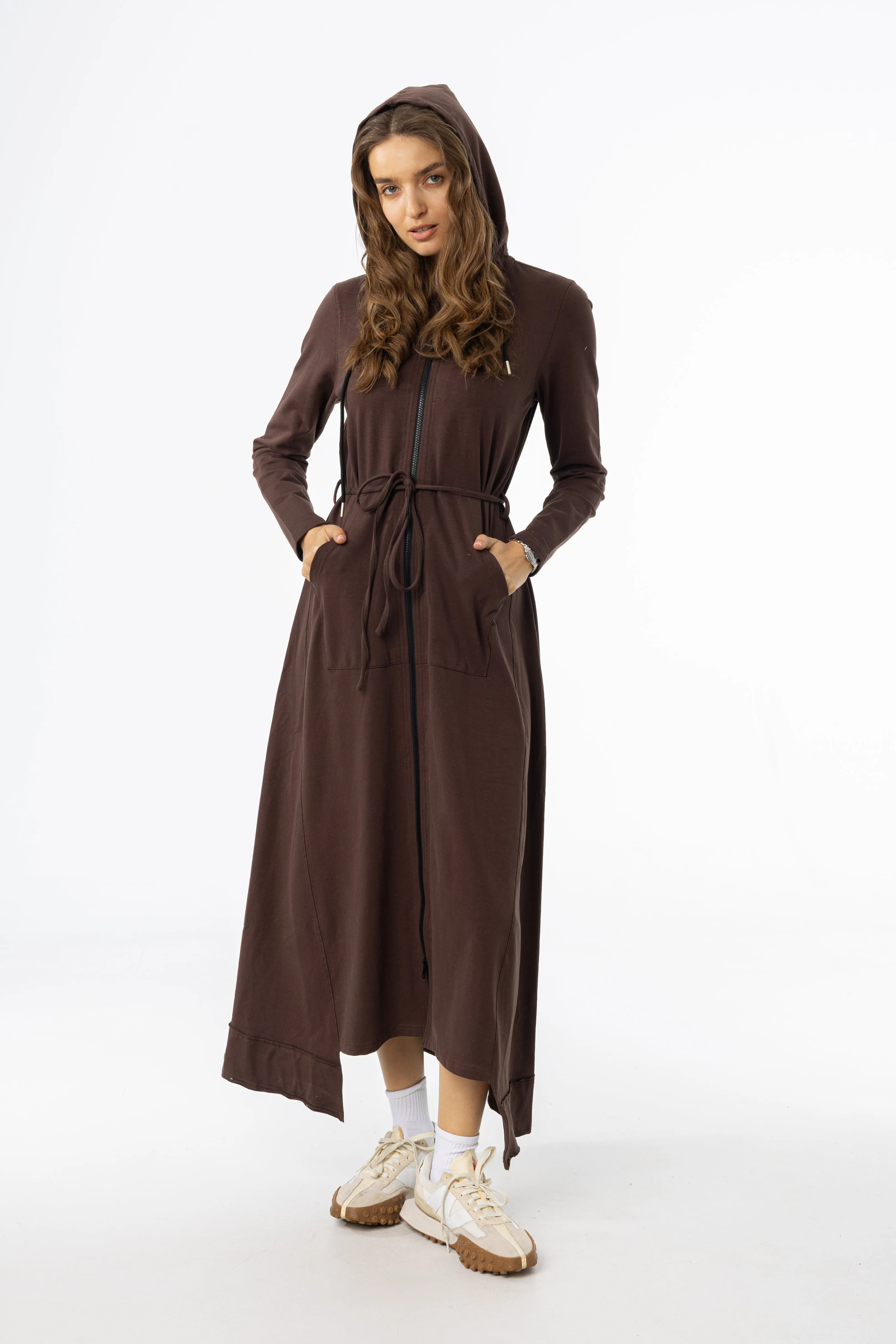 Brown Sweatshirt Maxi Dress SoftenedEdges