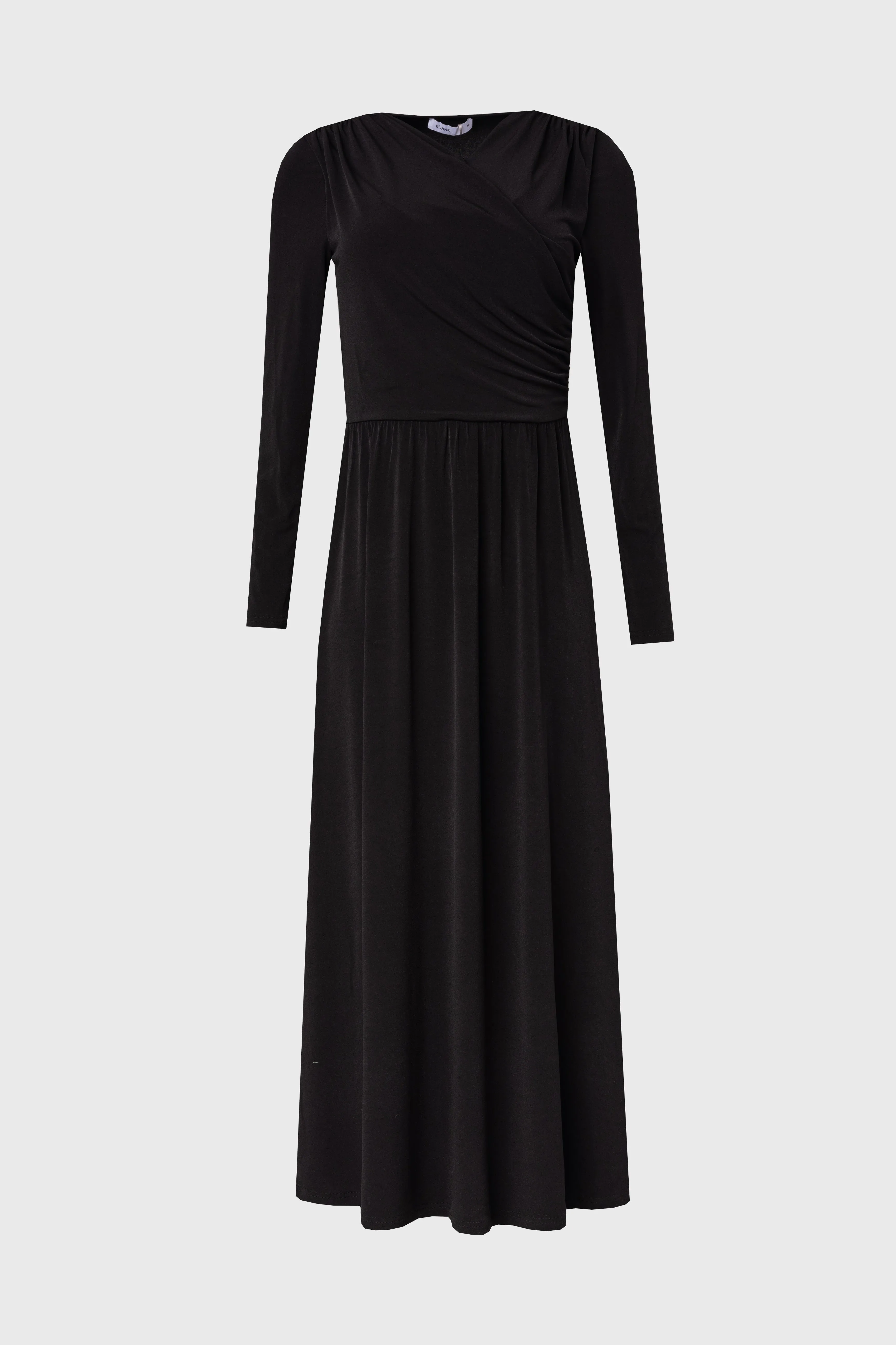 Active Ease DoubleStitchReinforcement Black Slinky Faux Wrap Maxi Dress