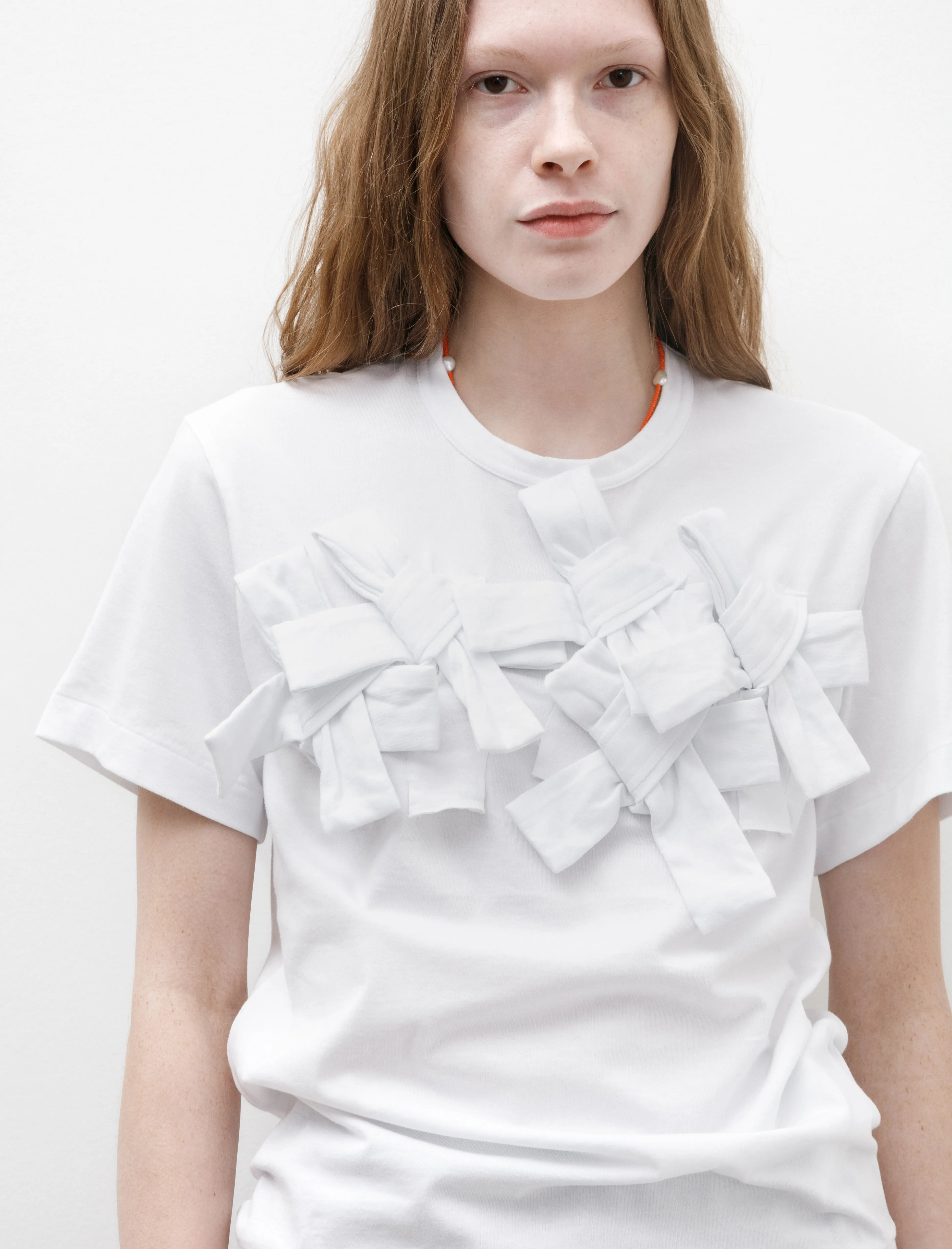 Collaged Bow T-Shirt White Cotton Glow