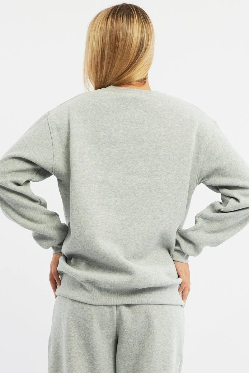 Grey Graphic Sweater Long Sleeve product formal casual balance Comfortable For Walking