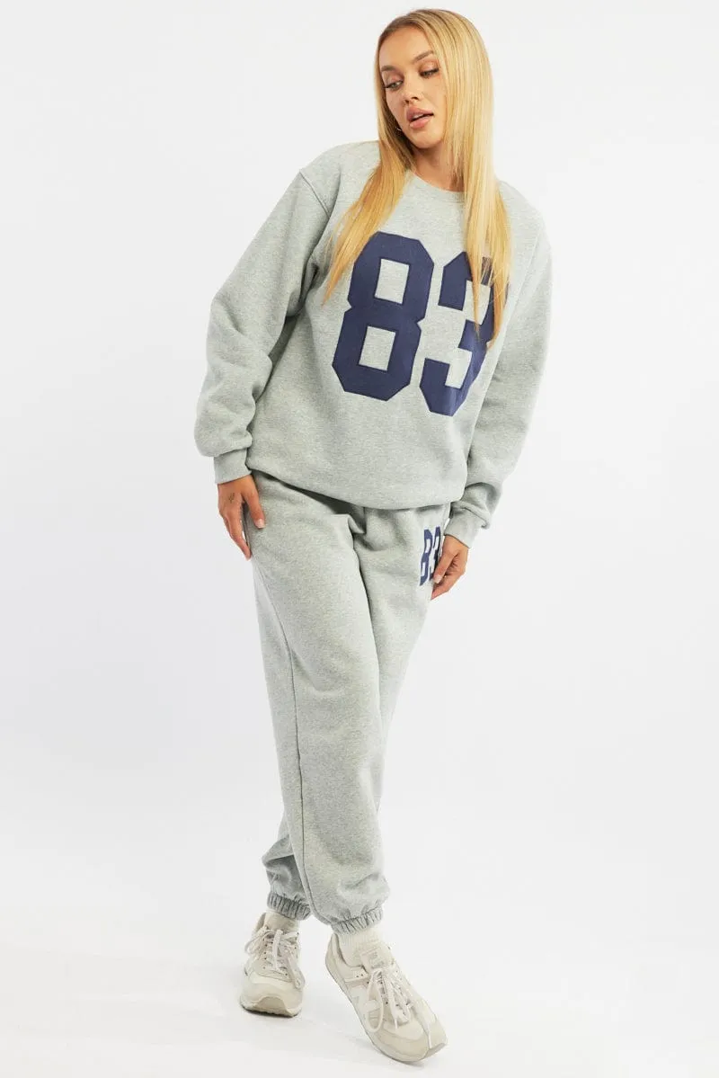 Grey Graphic Sweater Long Sleeve budget-friendly