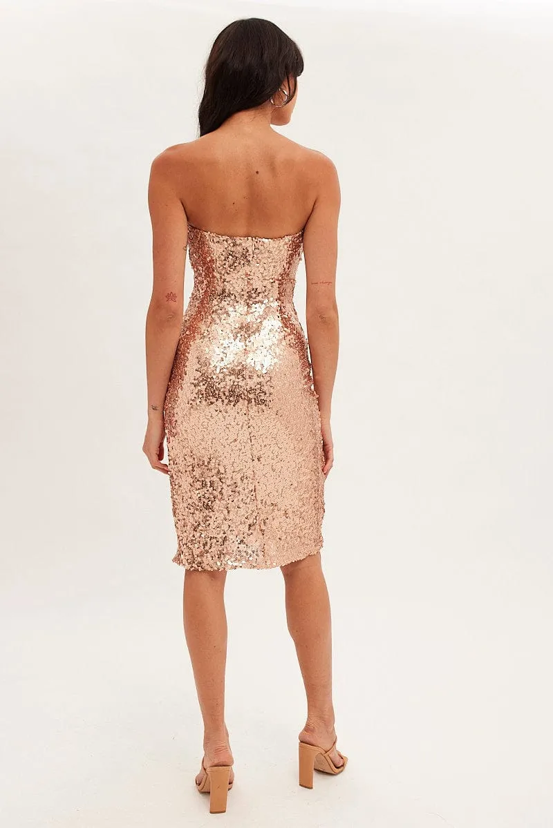 Metallic Sequin Midi Dress Bandeau With Split Fresh Shore Rock Bay