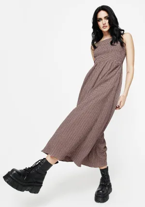 Midora Crinkle Check Racerback Midaxi Dress Classic sleeveless floor dress