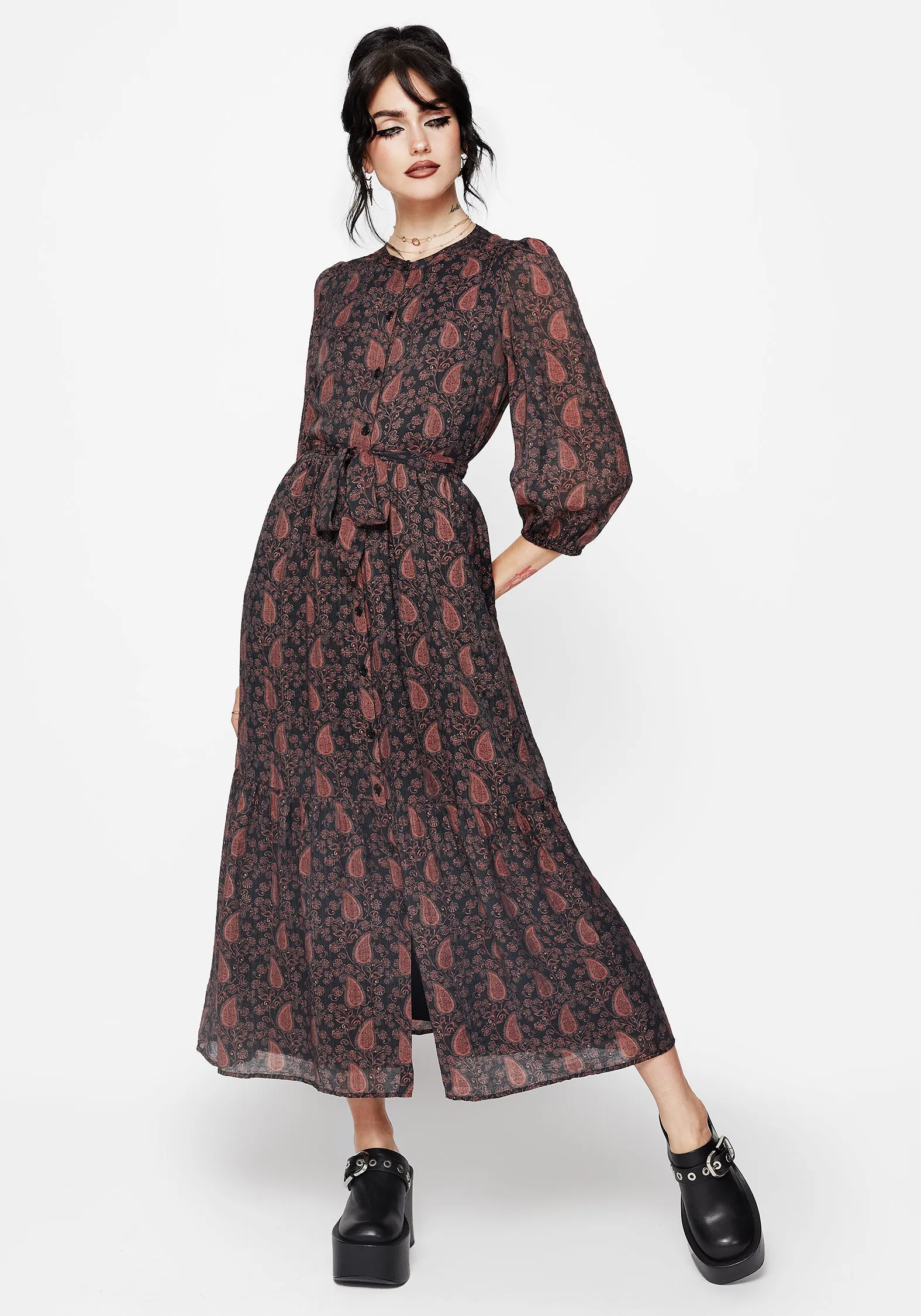 Isola Paisley Shift Midaxi Dress Tulip Glow