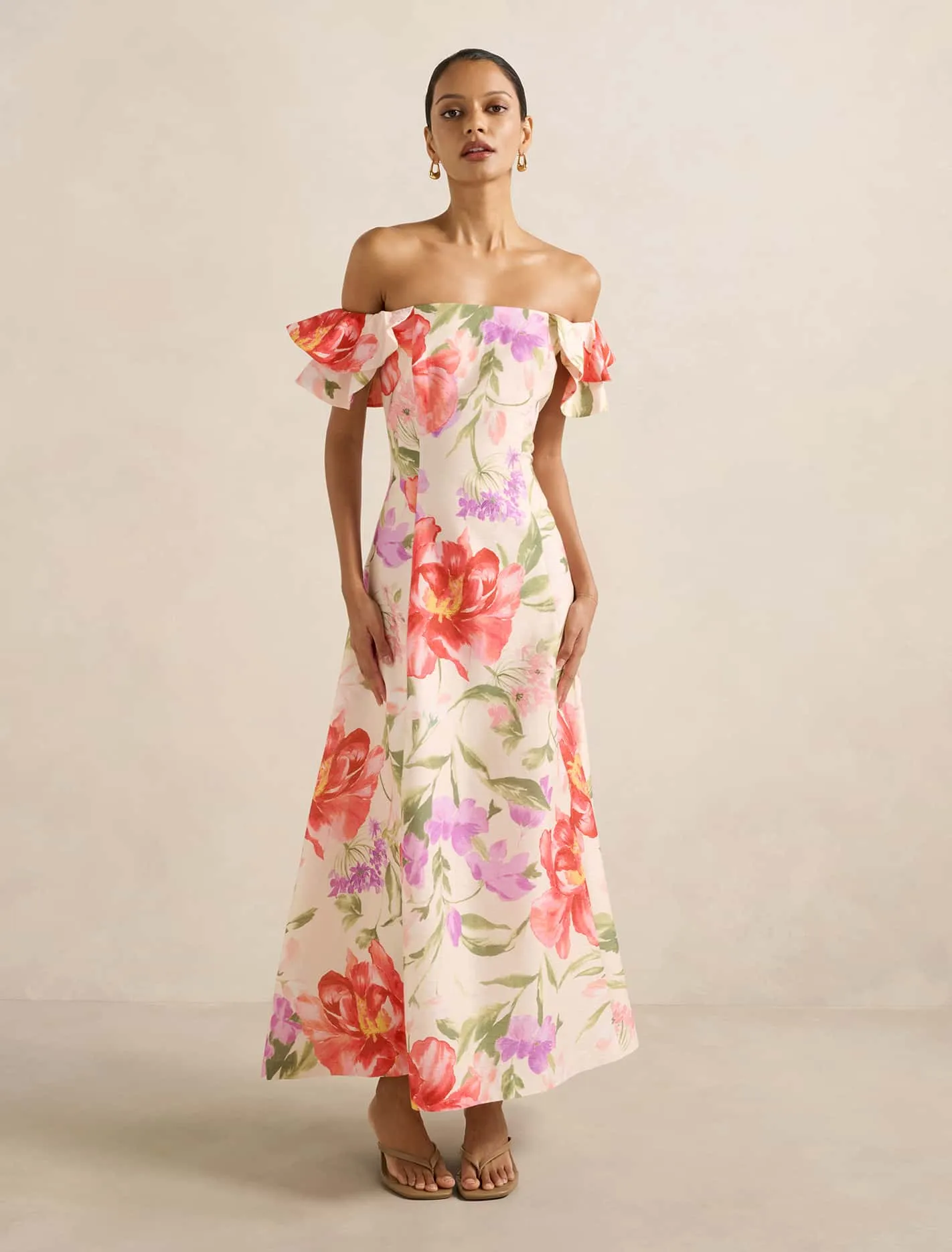 Alora Petite Ruffle Maxi Dress Breeze Path