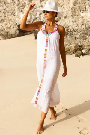 Ipanema Embroidered Dress | White/Multi Flowing chiffon dress