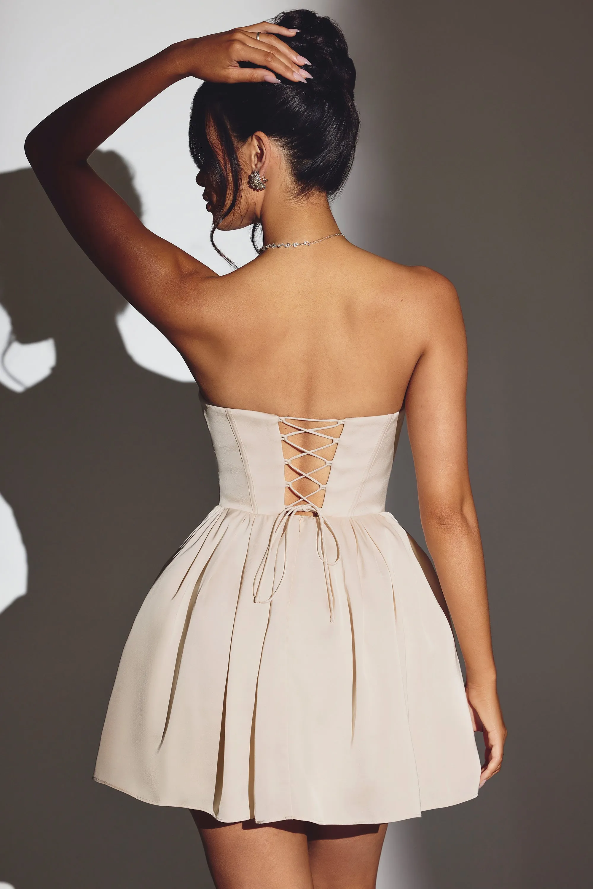 Corset Tulle Mini Dress in Ivory Glow Mood