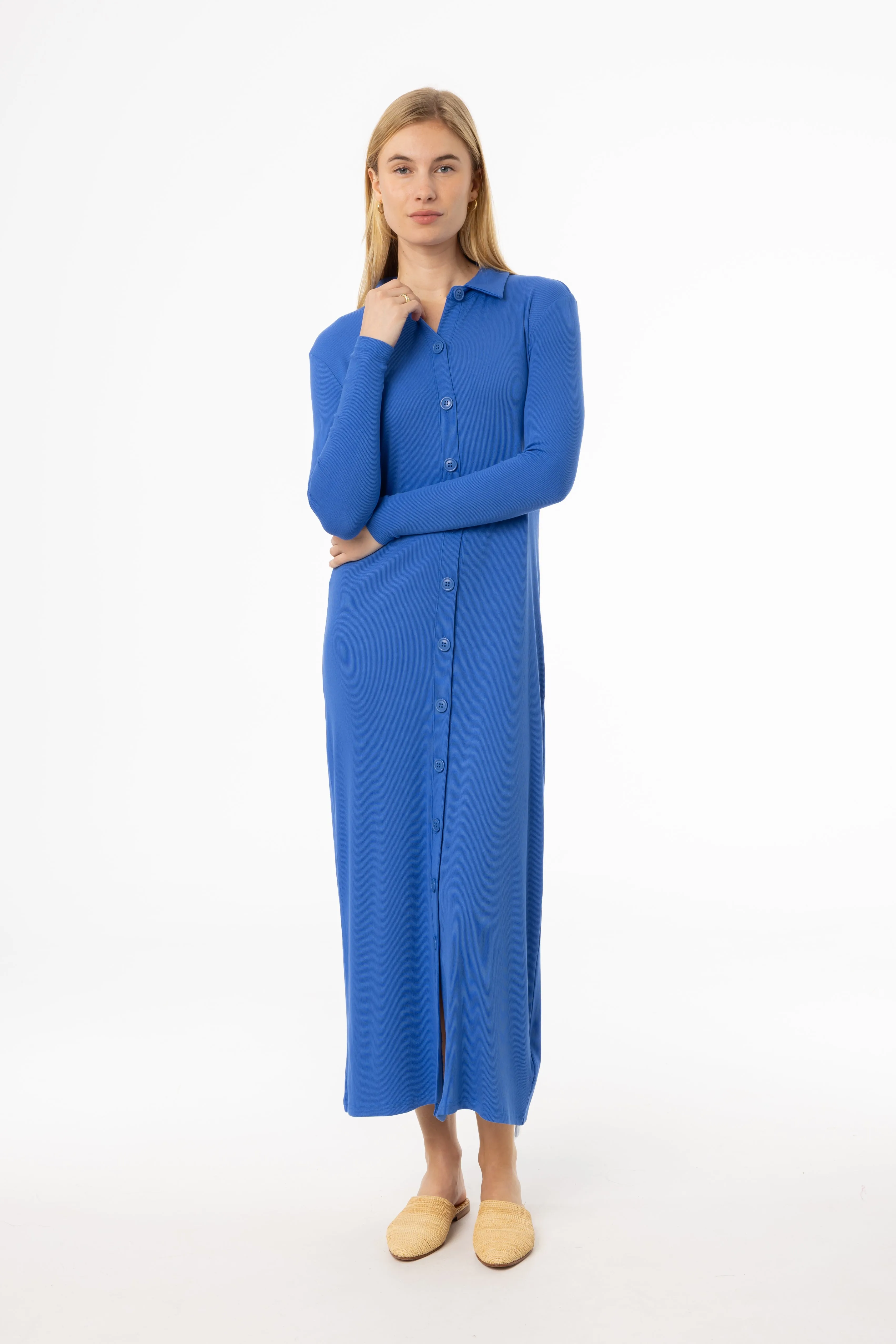 Cobalt Blue Cardi Maxi Dress Icon Glow TemperatureControlTechnology