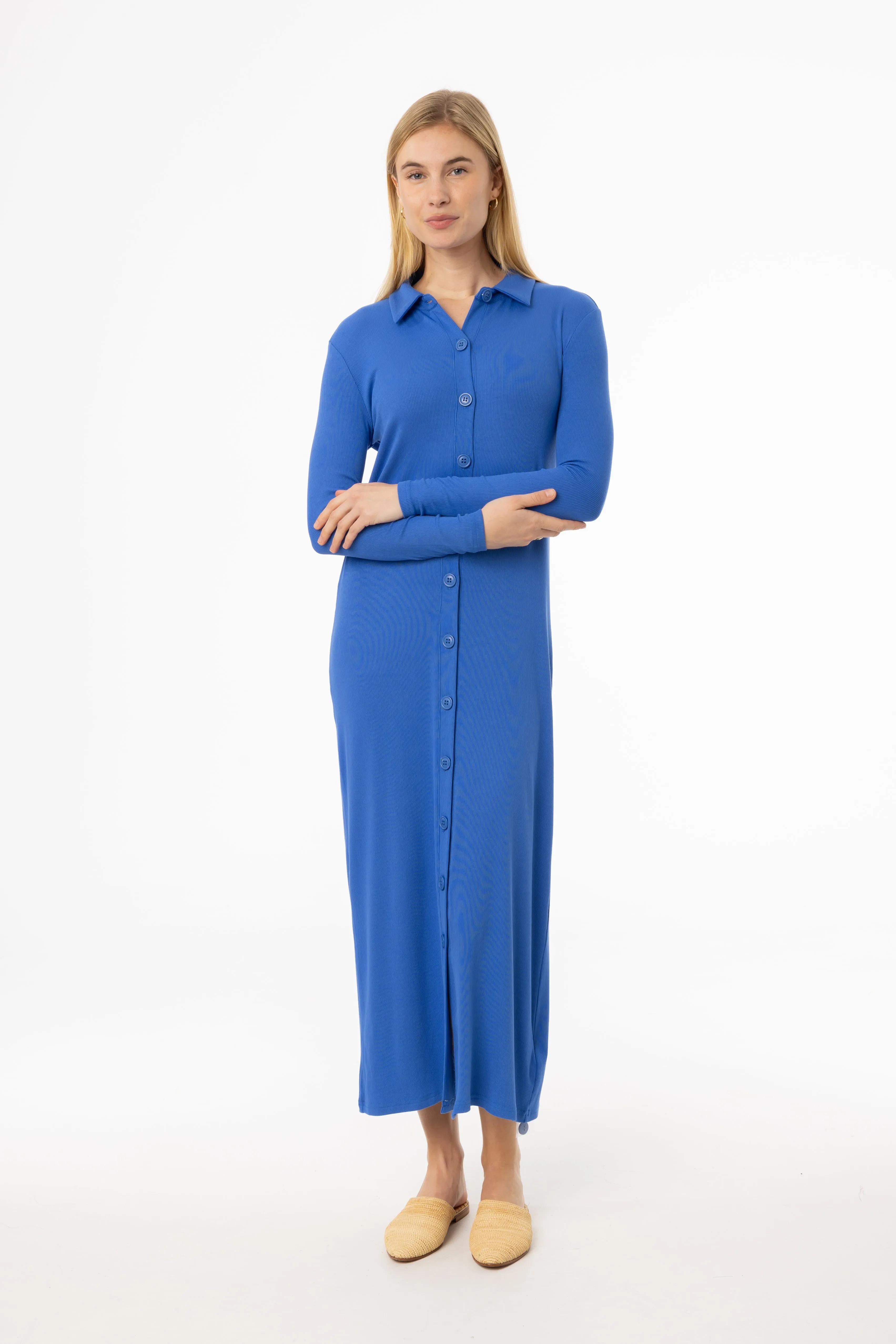 FadeResistantDye WearResistantHem Cobalt Blue Cardi Maxi Dress