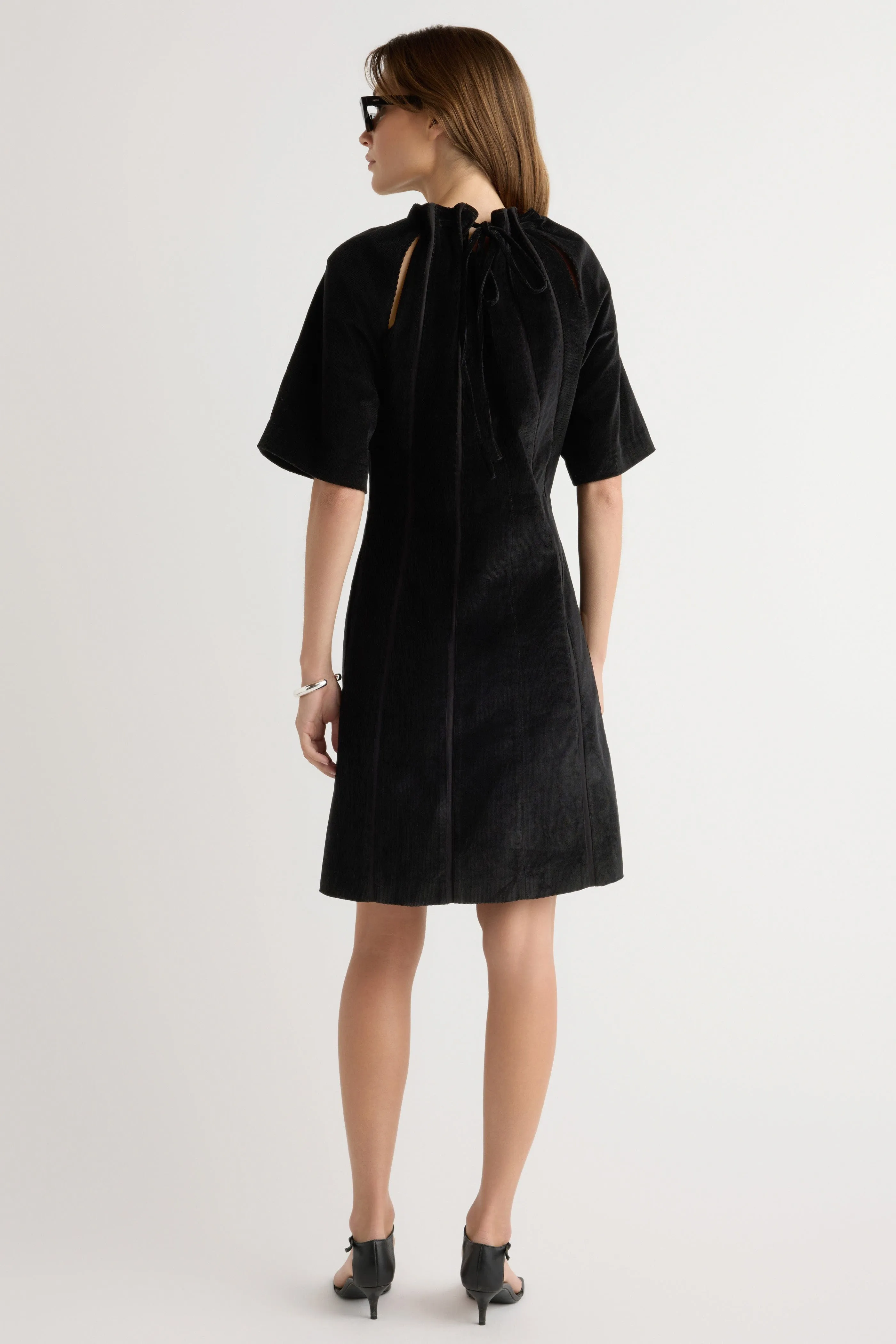 LightweightInsulation Aika Back-Tie Corduroy Mini Dress