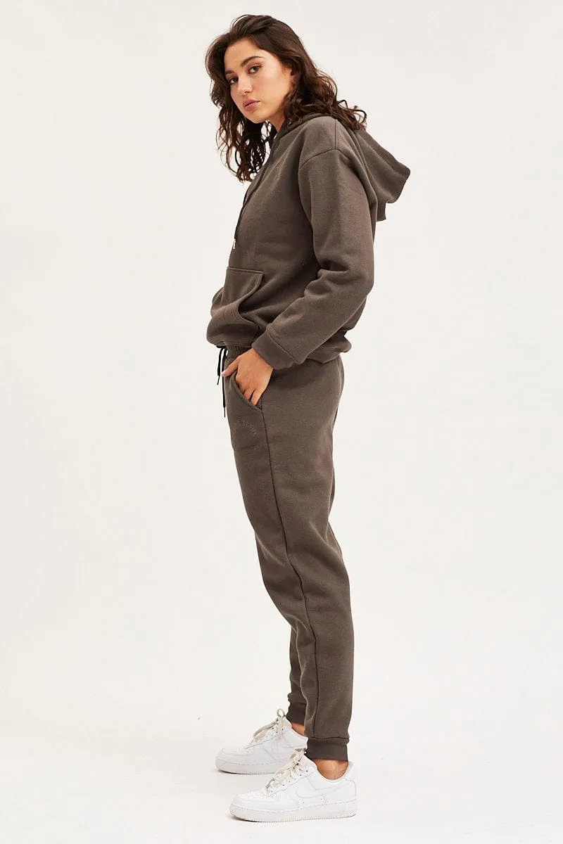 Effortless Look Grey Track Pants High Rise Unisex