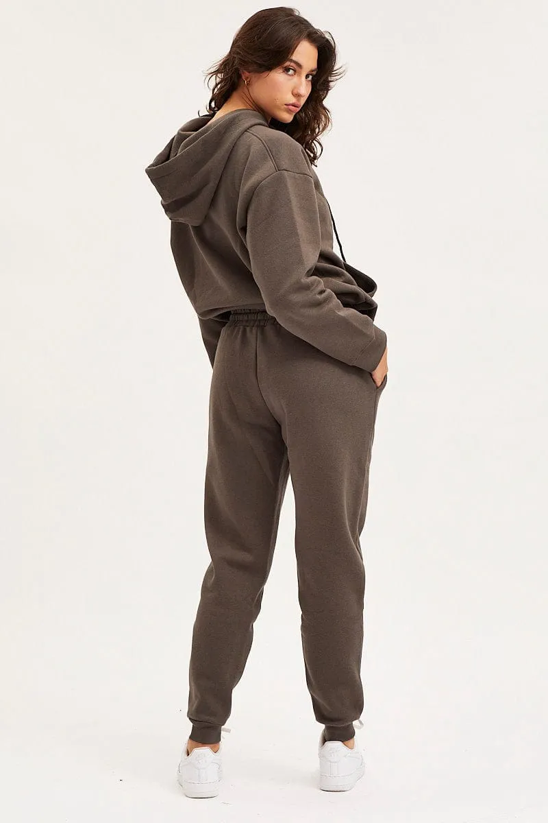 Grey Track Pants High Rise Unisex Street Style Quick Drying