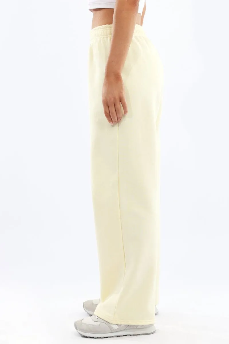 Non Bulk Low Profile Yellow Track Pants Wide Leg