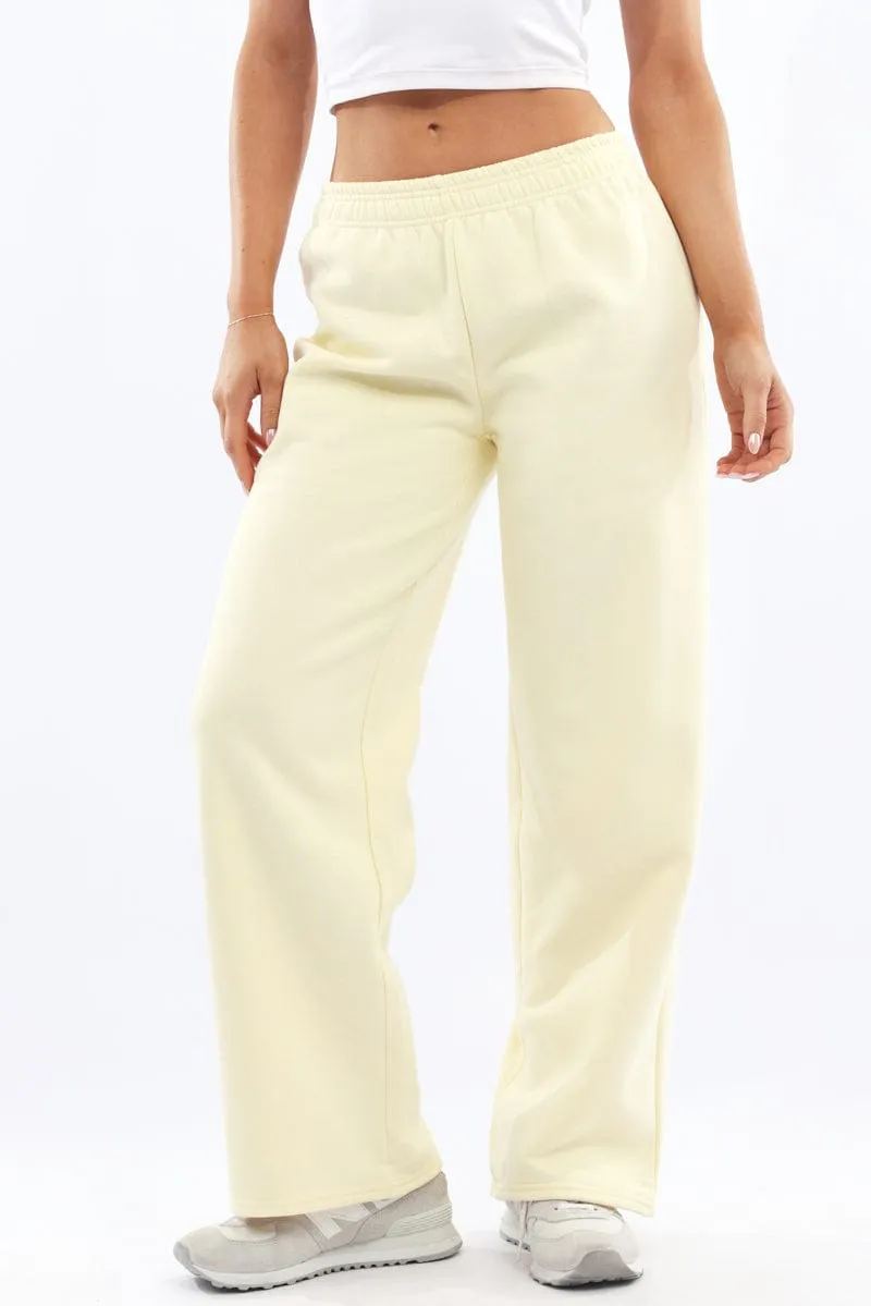 Yellow Track Pants Wide Leg Neutral Style