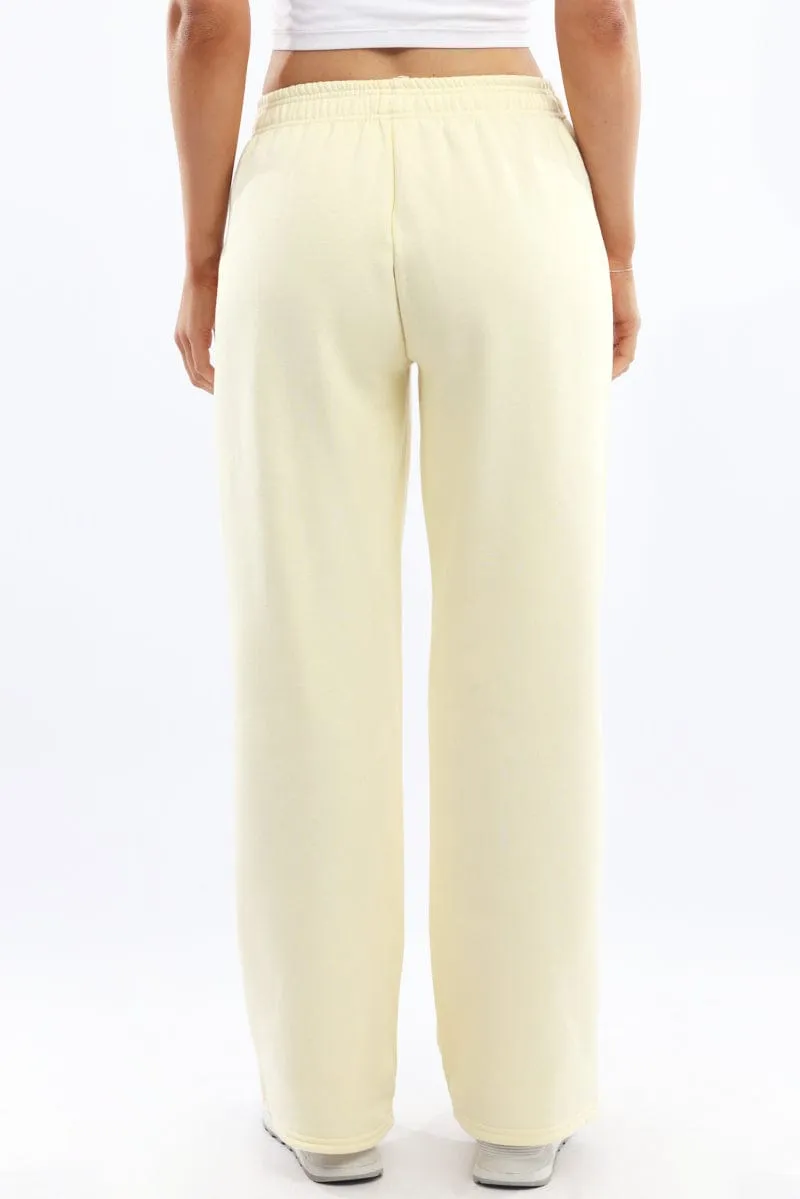 Versatile Comfort Wear Flexible Cut Yellow Track Pants Wide Leg