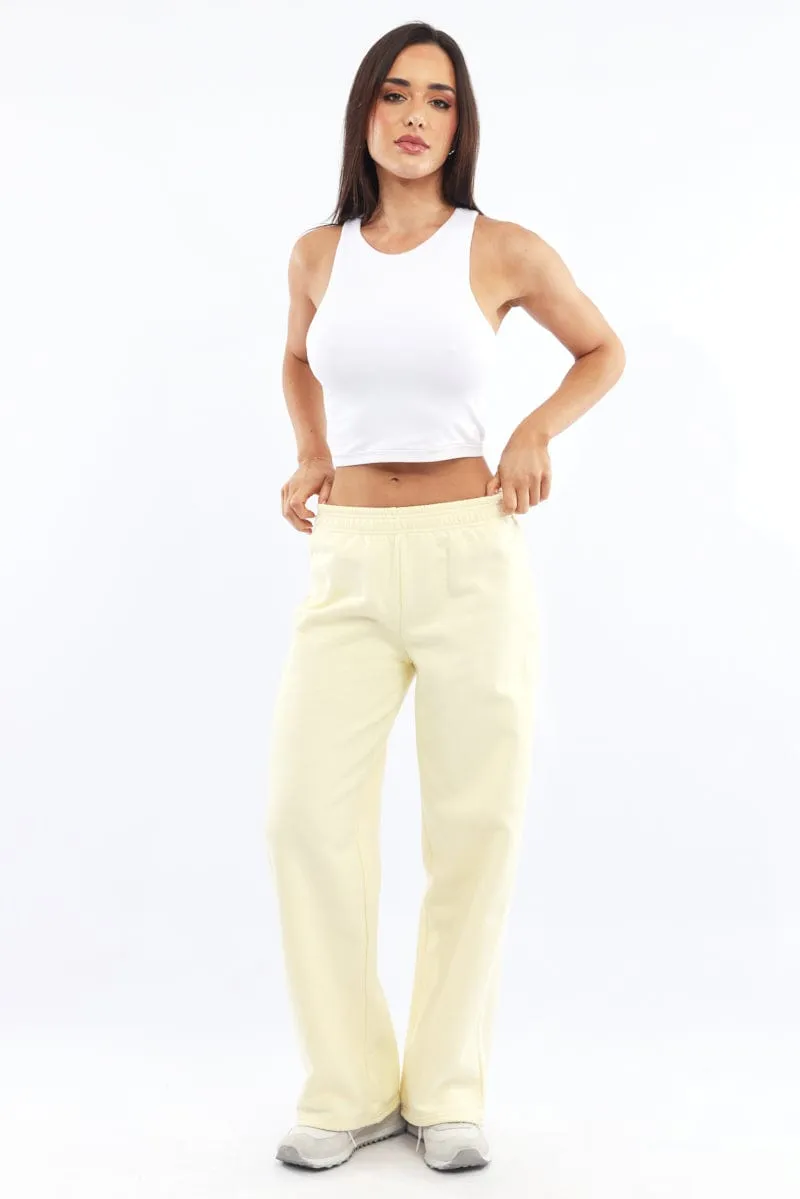 Breathable back panel HiddenPockets Yellow Track Pants Wide Leg