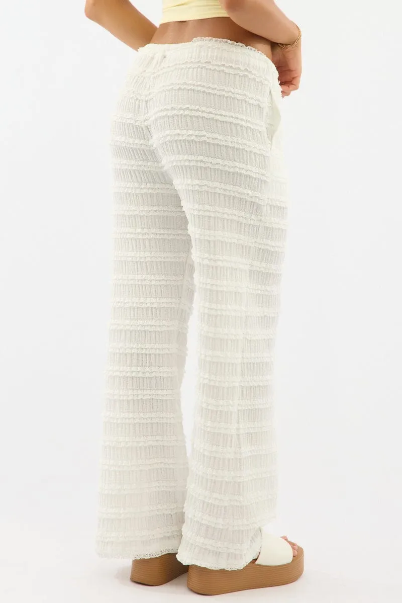 White Wide Leg Pant Lace Comfort for All Sleek Cut