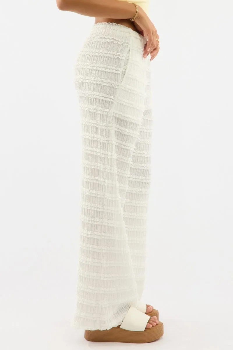 White Wide Leg Pant Lace Flattering Look