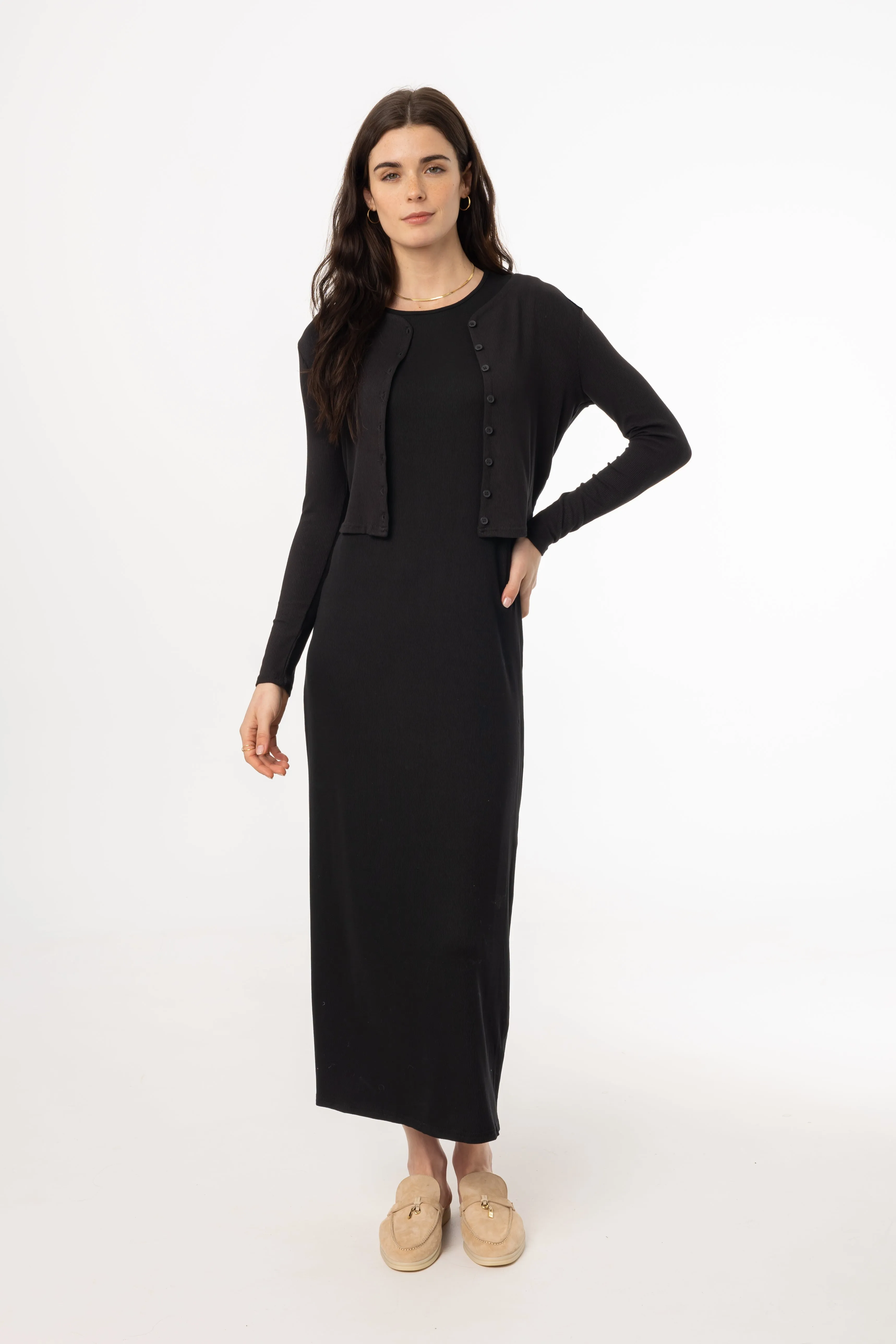 Stage Soul Black Ribbed Maxi Jumper