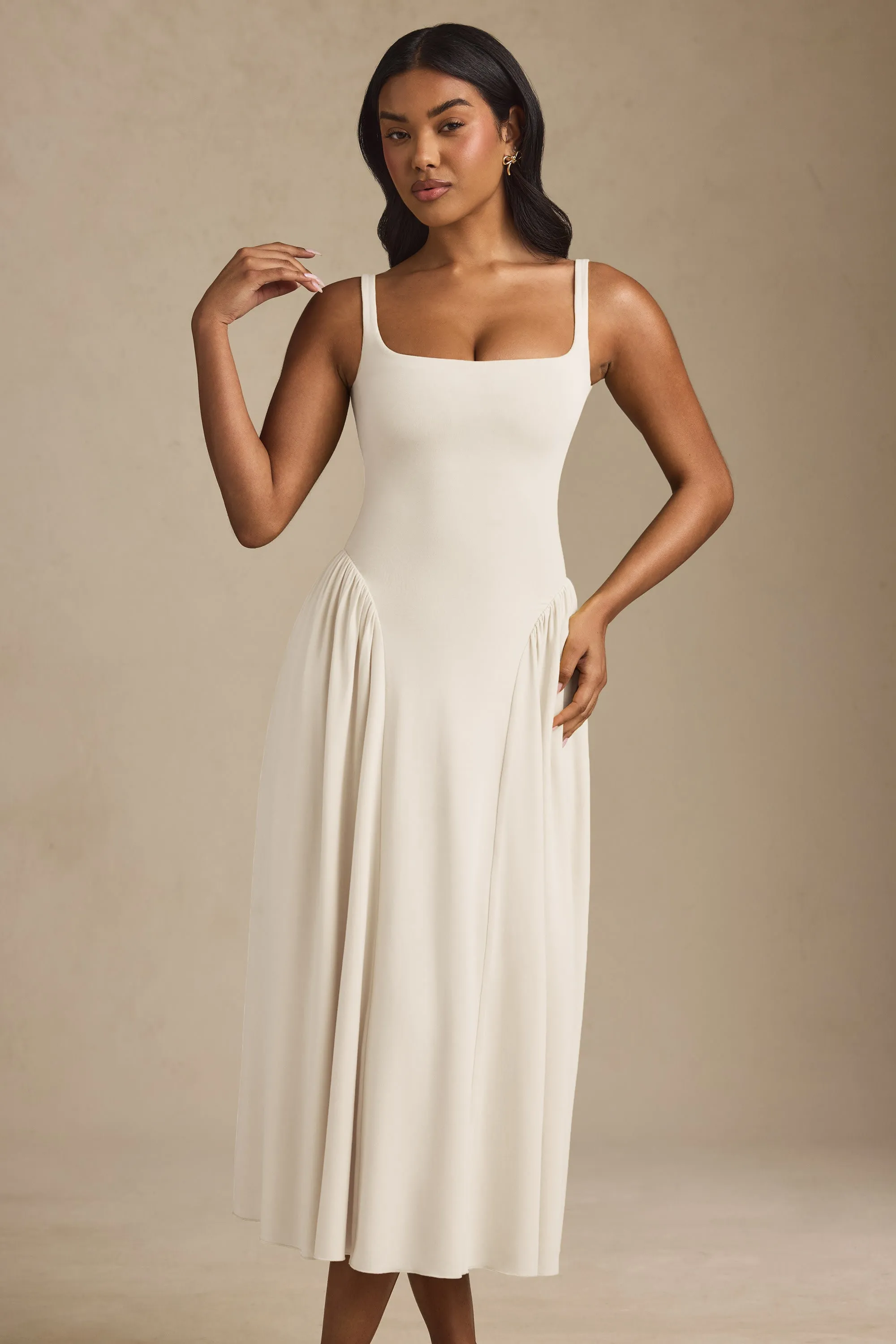 Modal A-Line Midaxi Dress in Ivory Slim Fit Jeans