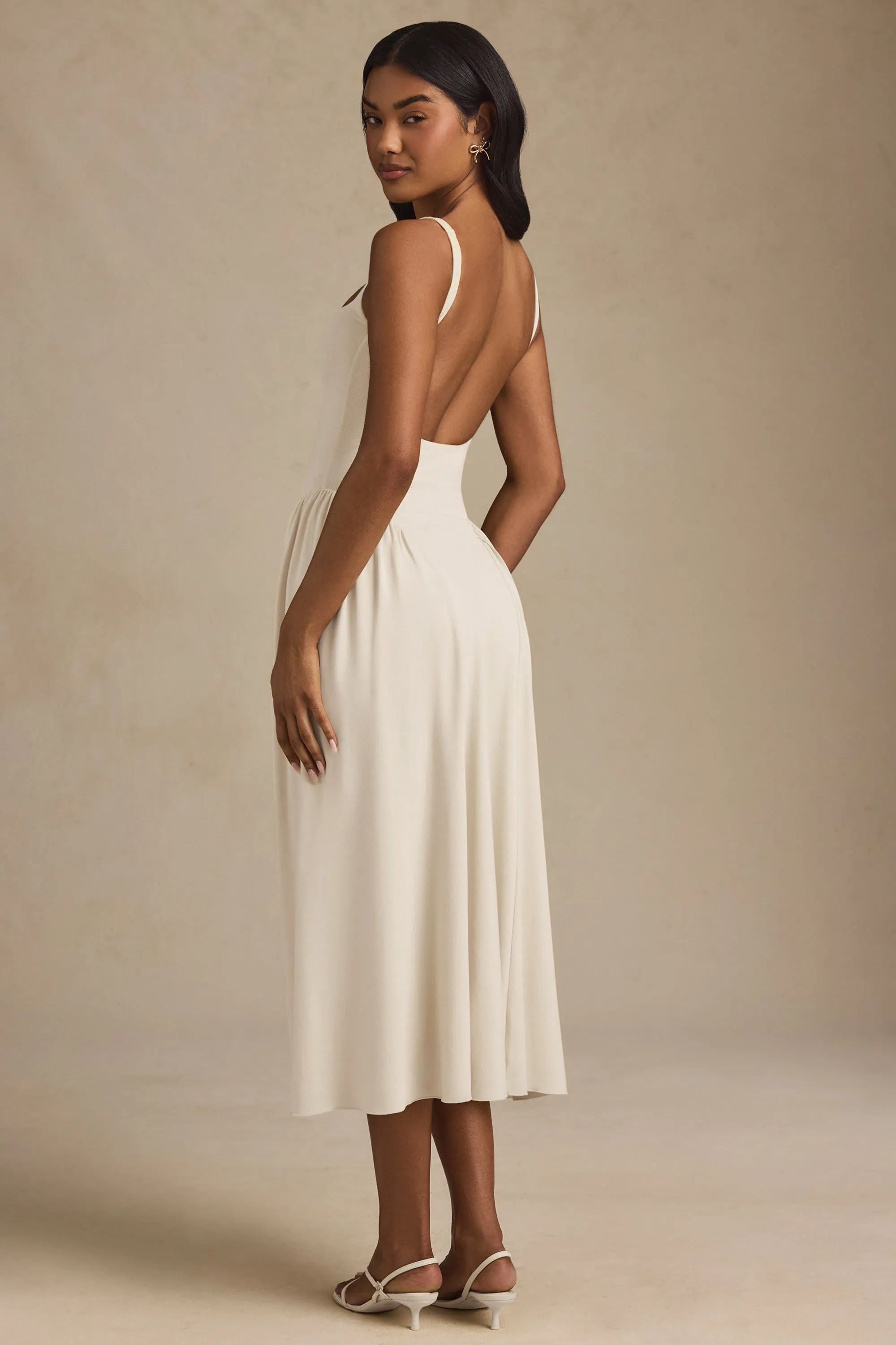 StaticFree Material Modal A-Line Midaxi Dress in Ivory