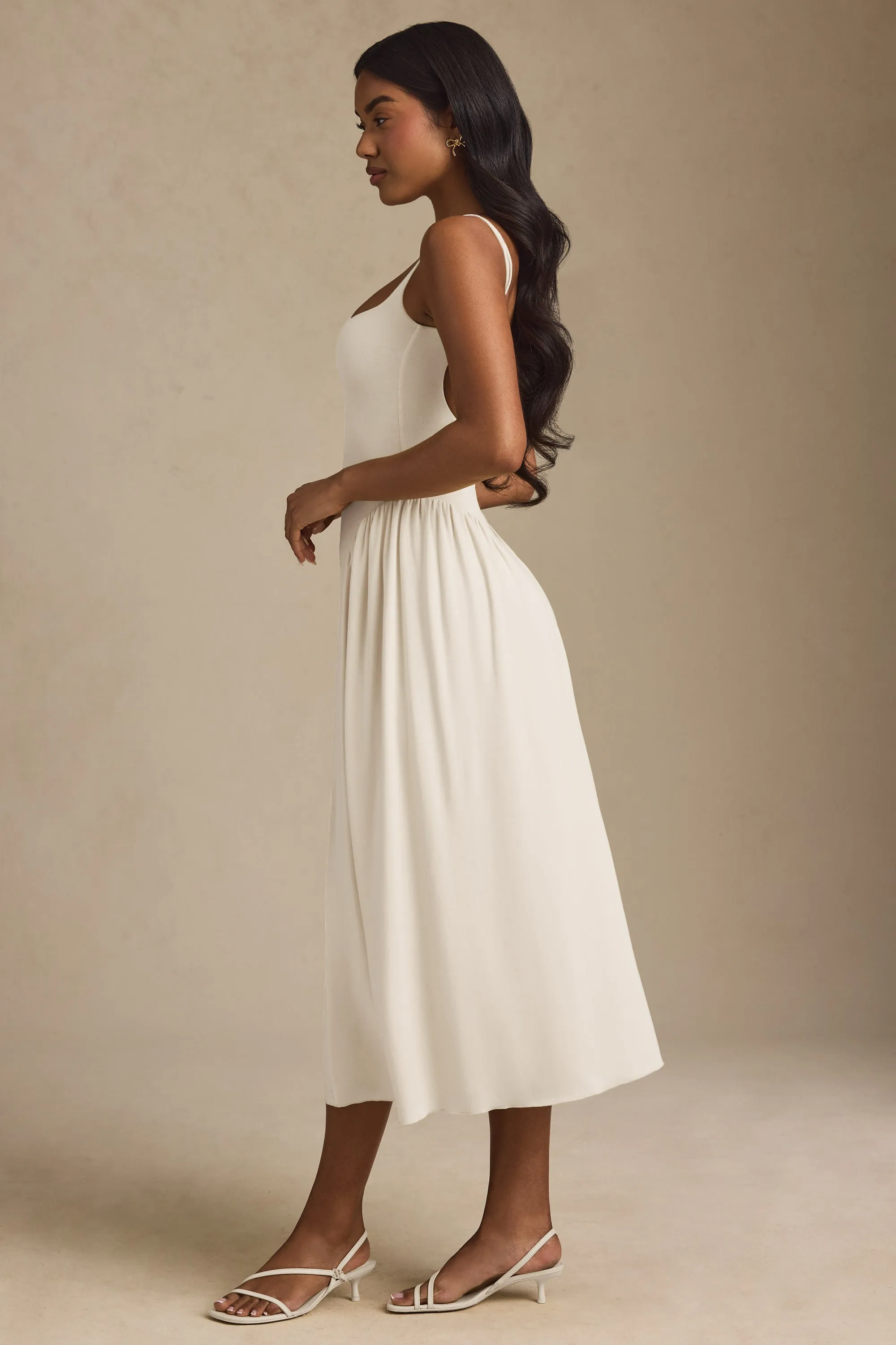 Modal A-Line Midaxi Dress in Ivory Seamless Design