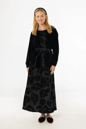 Daily Style LowProfile Black Flower Print Velvet Slip Jumper