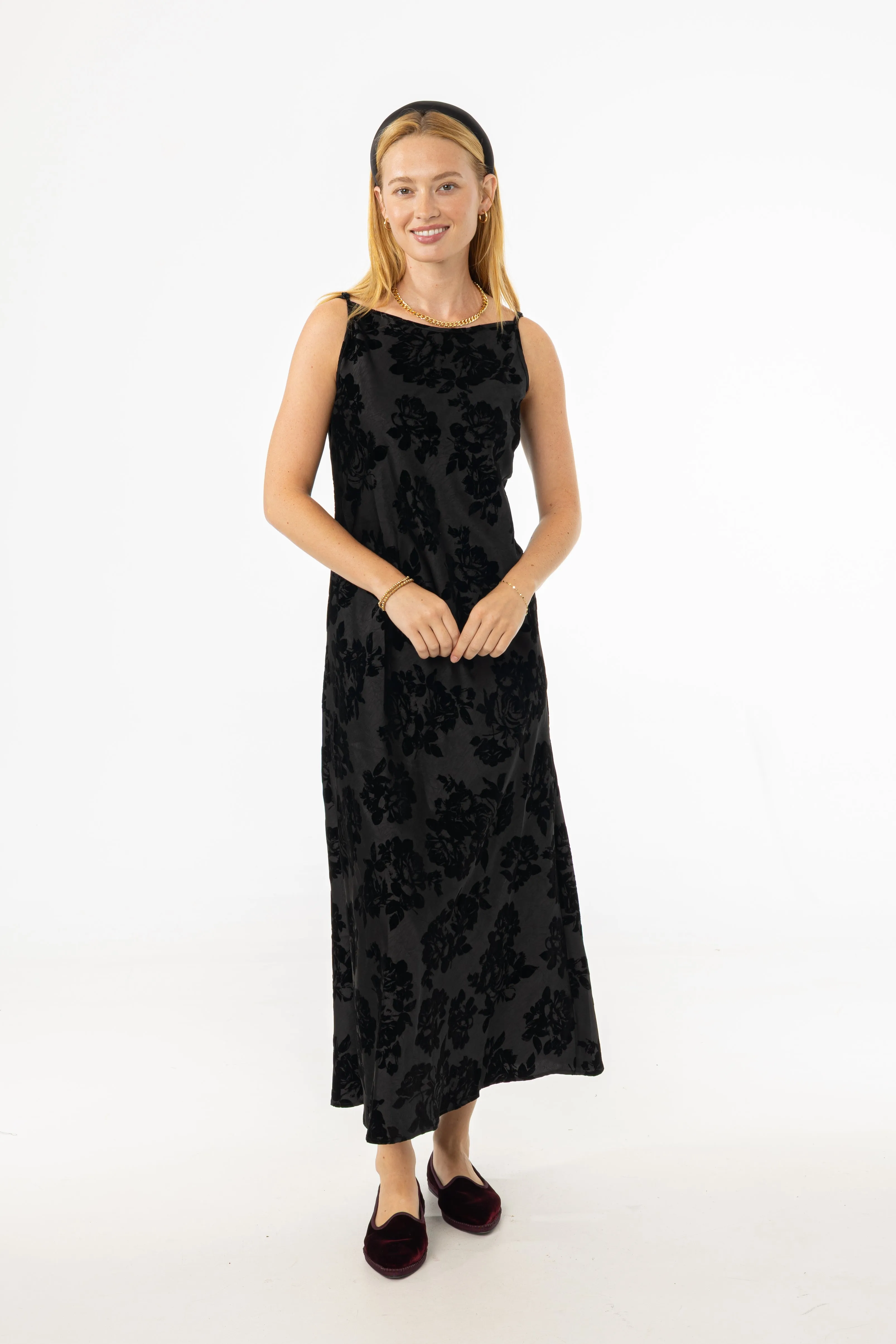 Black Flower Print Velvet Slip Jumper Global Cool
