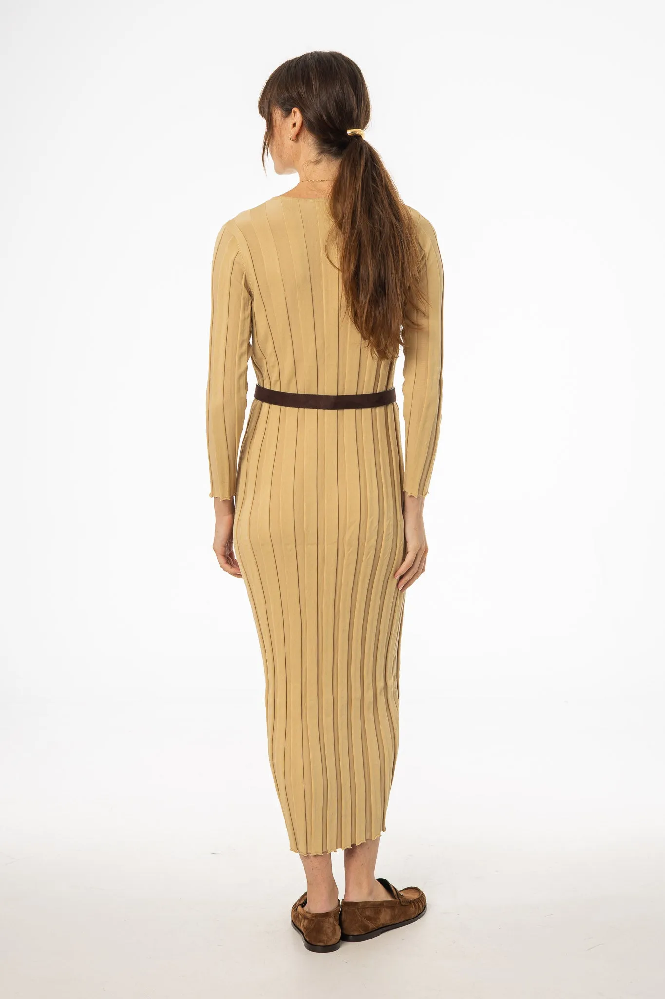 Open Glow Tan Wide Ribbed Maxi Dress