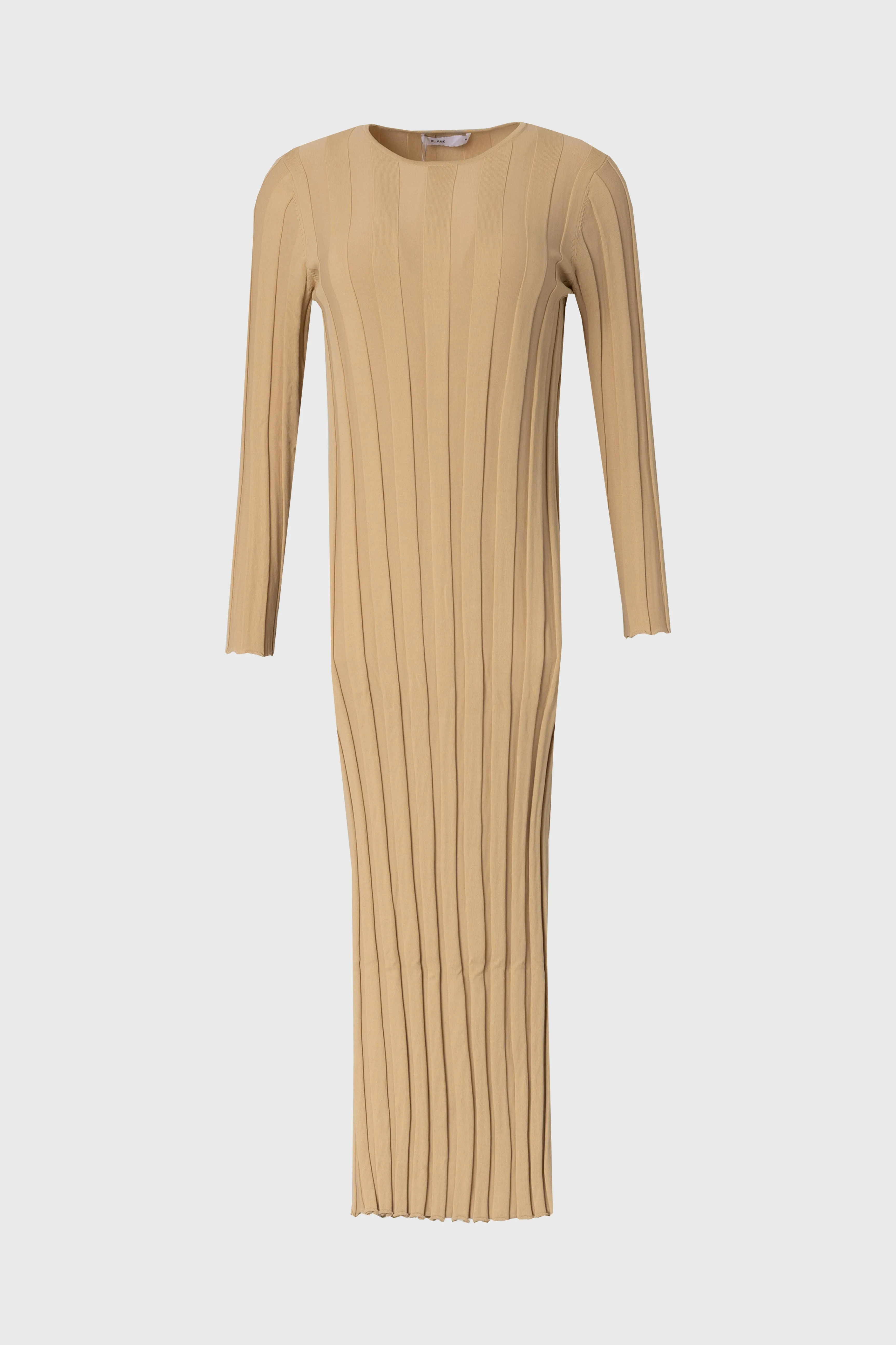 Relaxed Blouse Tan Wide Ribbed Maxi Dress
