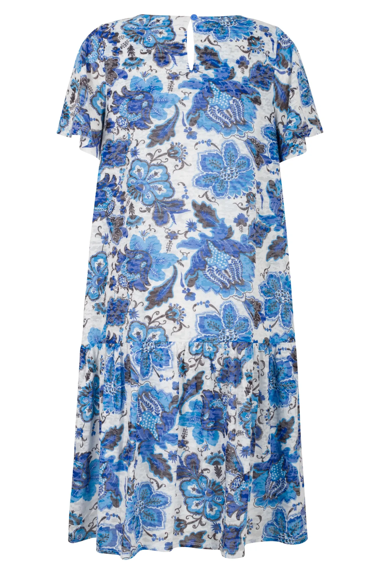 Burnout Dress with flutter sleeve | Blues Abst Flower | 6059AR Work Safe