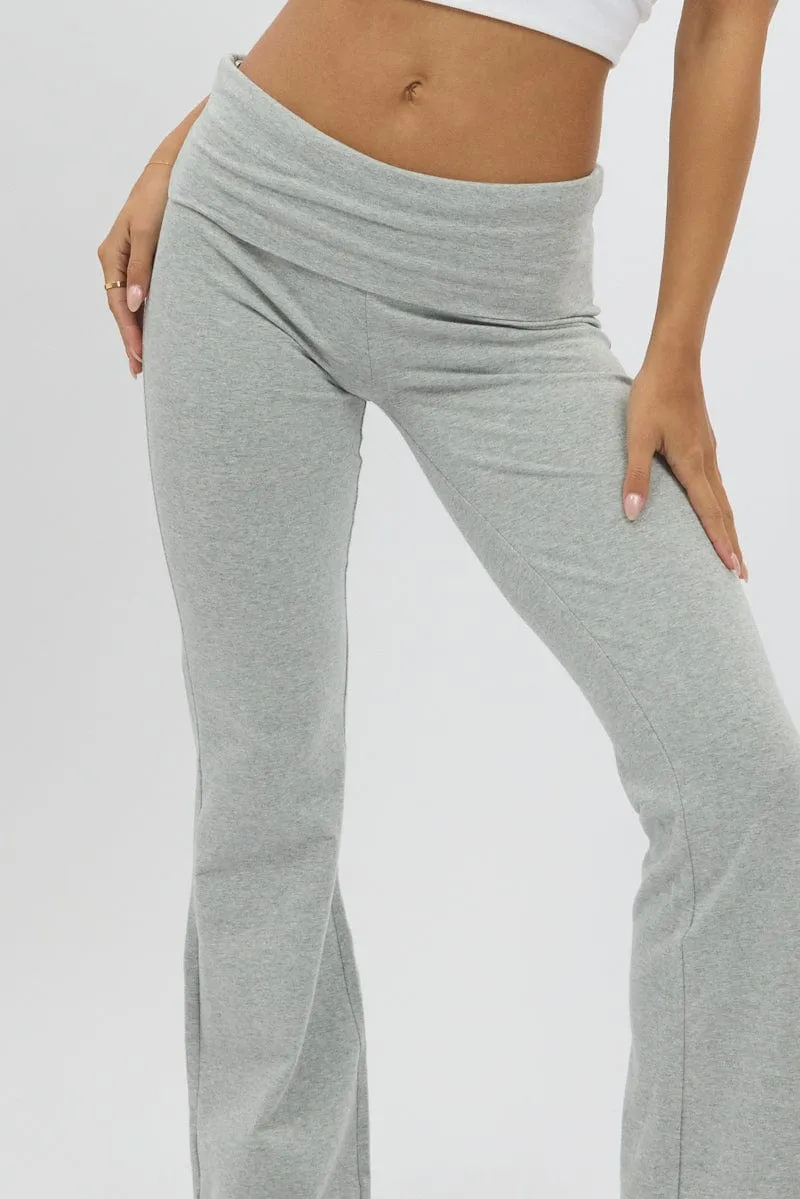 Grey Flare Leg Pants Reinforced Seams