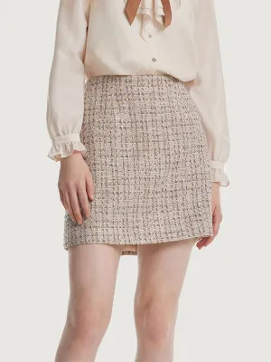 Comfort Wear Light Mood A-line Woolen Tweed Mini Skirt