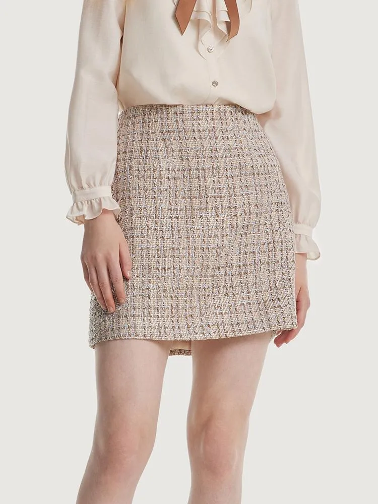 A-line Woolen Tweed Mini Skirt High Street Chic