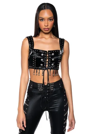 Stretch Fit Comfort Cold Climate INTRICATE DETAILS SLEEVELESS LACE UP BRALETTE TOP