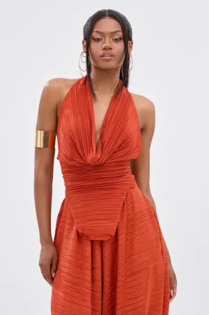 MAYAH COWL NECK PLISS SLEEVELESS TOP IN RED Law - enforcement - applicable