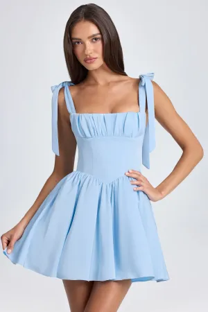 Draped Corset Mini Dress in Powder Blue Casual Style Wear
