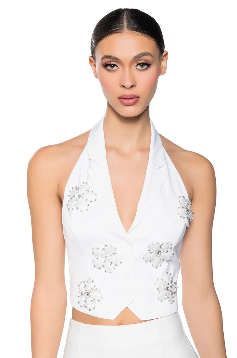 Active Flexible FLOWER APPLIQUE HALTER VEST