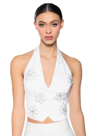 FLOWER APPLIQUE HALTER VEST Surveillance - ready
