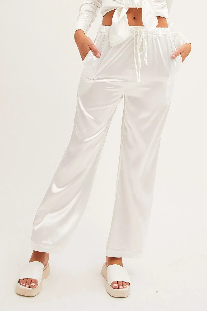 White Wide Leg Pants MultiPocketSystem Neutral Look