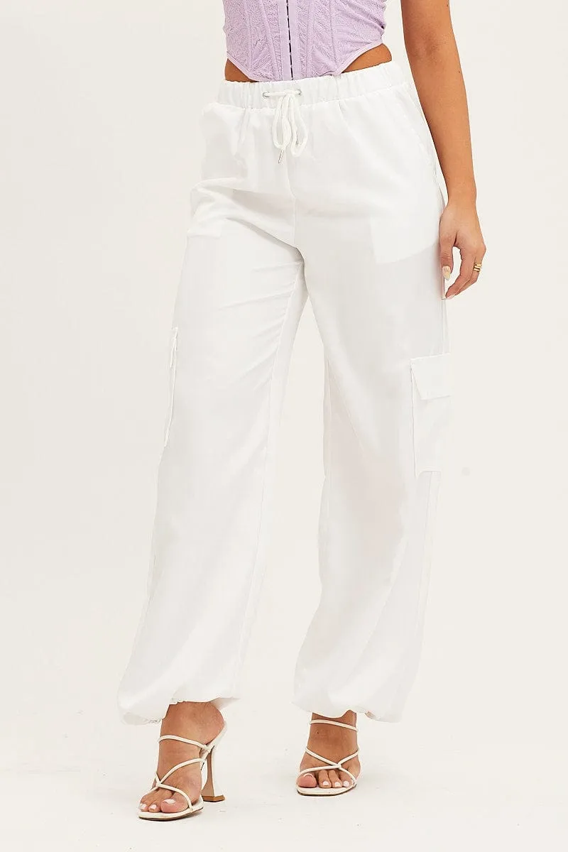 White Boyfriend Cargo Pant ReinforcedHemline